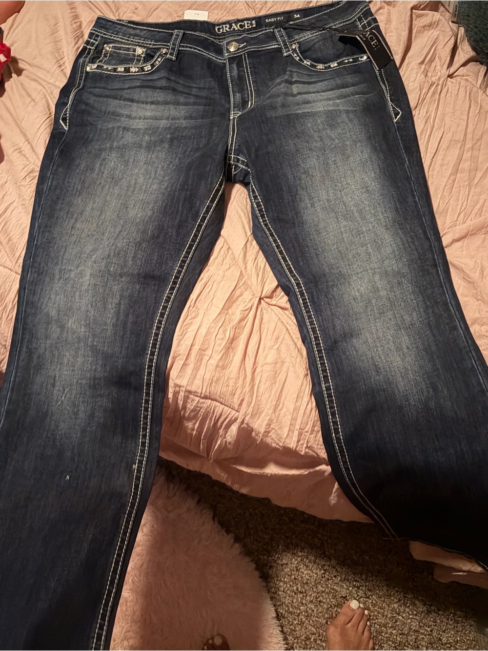Grace in LA Women's Dark Indigo Bootcut Jeans